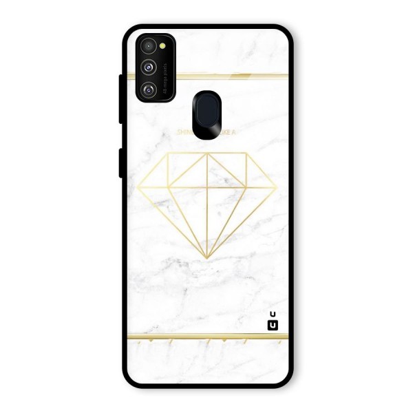 Bright Gold Diamond Glass Back Case for Galaxy M21