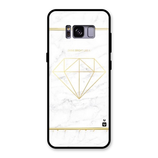 Bright Gold Diamond Glass Back Case for Galaxy S8