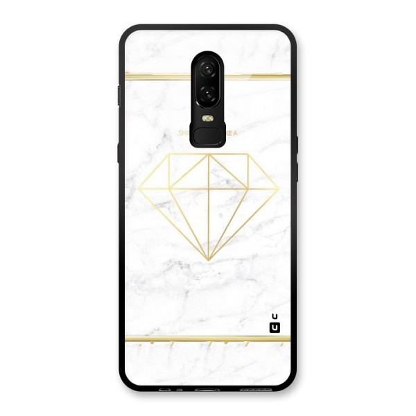 Bright Gold Diamond Glass Back Case for OnePlus 6