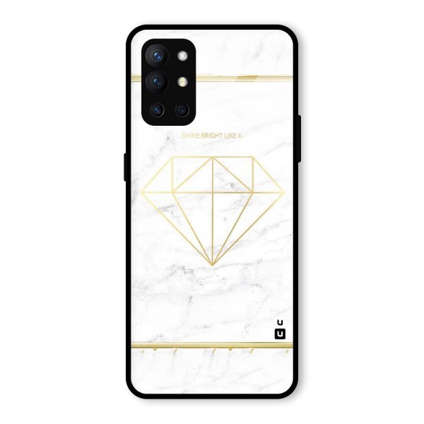 Bright Gold Diamond Glass Back Case for OnePlus 9R