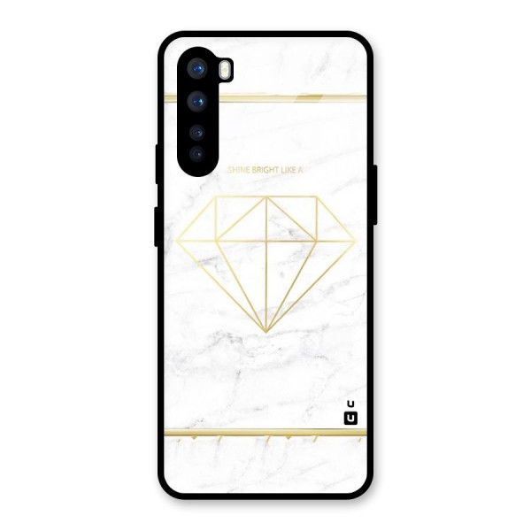 Bright Gold Diamond Glass Back Case for OnePlus Nord