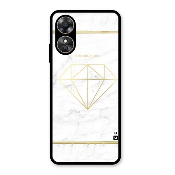 Bright Gold Diamond Glass Back Case for Oppo A17