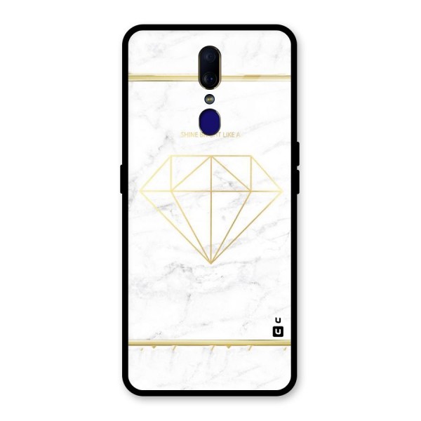 Bright Gold Diamond Glass Back Case for Oppo F11