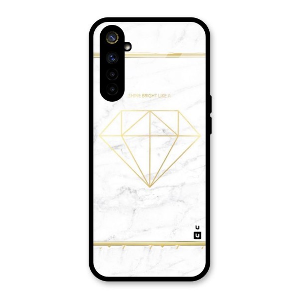 Bright Gold Diamond Glass Back Case for Realme 6