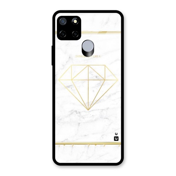 Bright Gold Diamond Glass Back Case for Realme C12