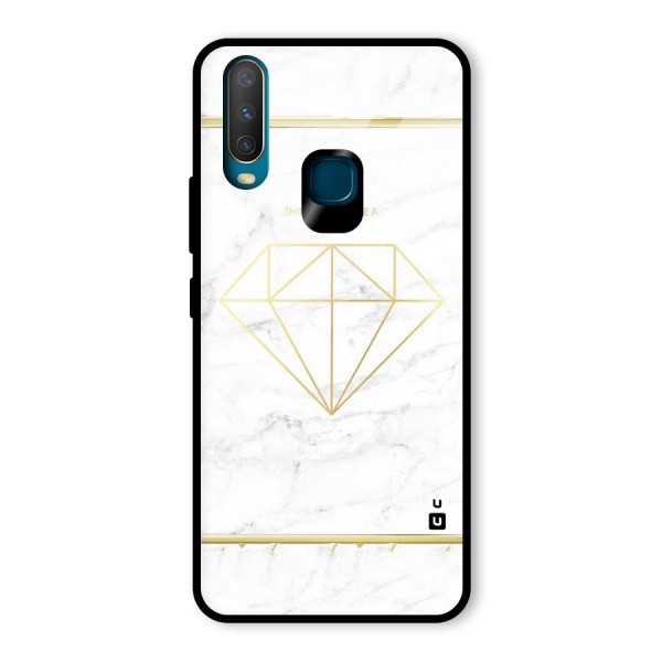 Bright Gold Diamond Glass Back Case for Vivo Y12