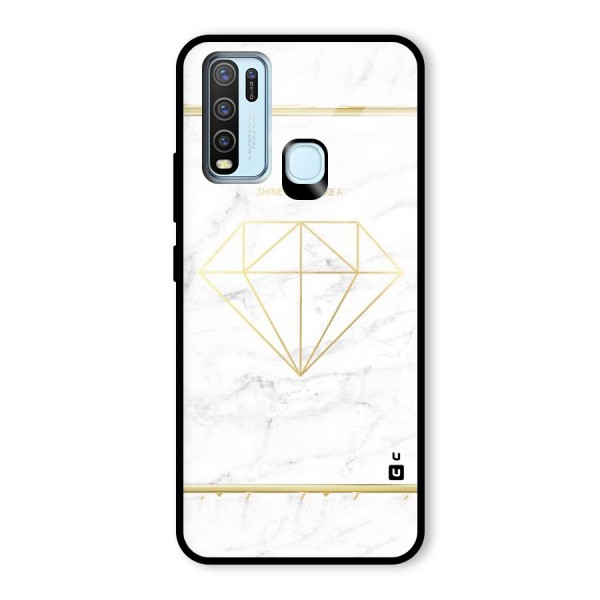 Bright Gold Diamond Glass Back Case for Vivo Y30