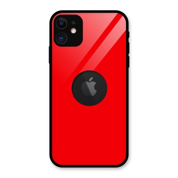 Bright Red Glass Back Case for iPhone 11 Logo Cut