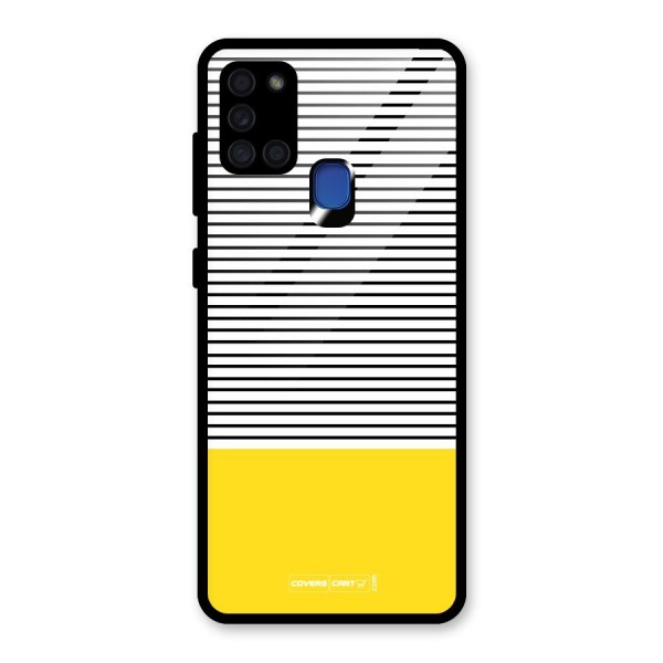 Bright Yellow Stripes Glass Back Case for Galaxy A21s