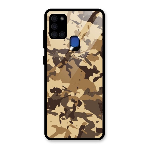 Brown Camouflage Army Glass Back Case for Galaxy A21s