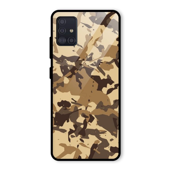 Brown Camouflage Army Glass Back Case for Galaxy A51