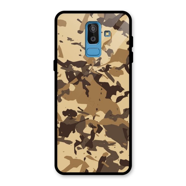 Brown Camouflage Army Glass Back Case for Galaxy J8