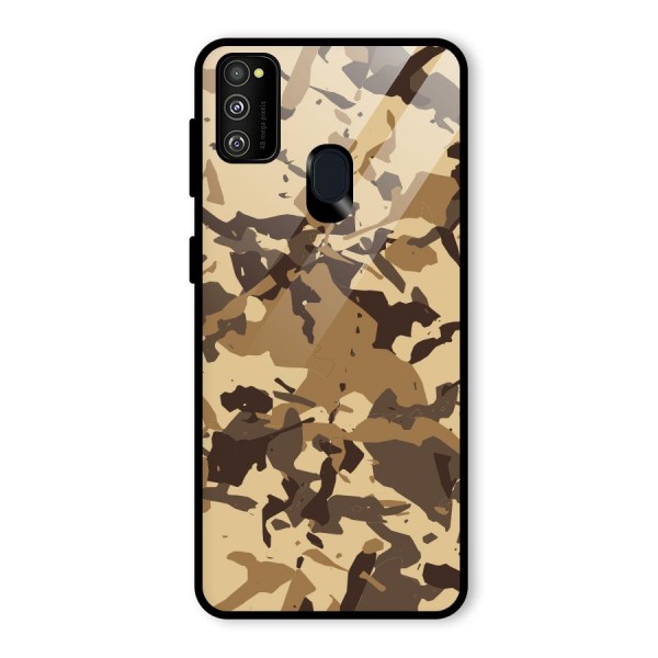 Brown Camouflage Army Glass Back Case for Galaxy M21