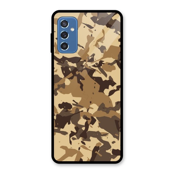 Brown Camouflage Army Glass Back Case for Galaxy M52 5G