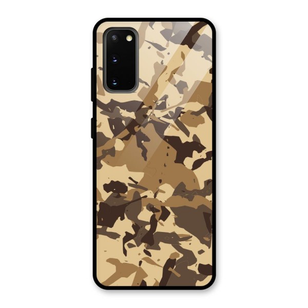 Brown Camouflage Army Glass Back Case for Galaxy S20