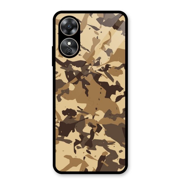 Brown Camouflage Army Glass Back Case for Oppo A17