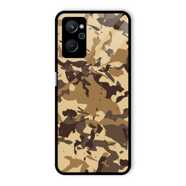 Brown Camouflage Army Glass Back Case for Realme 9i