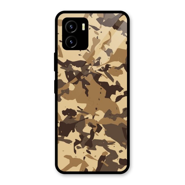 Brown Camouflage Army Glass Back Case for Vivo Y15s