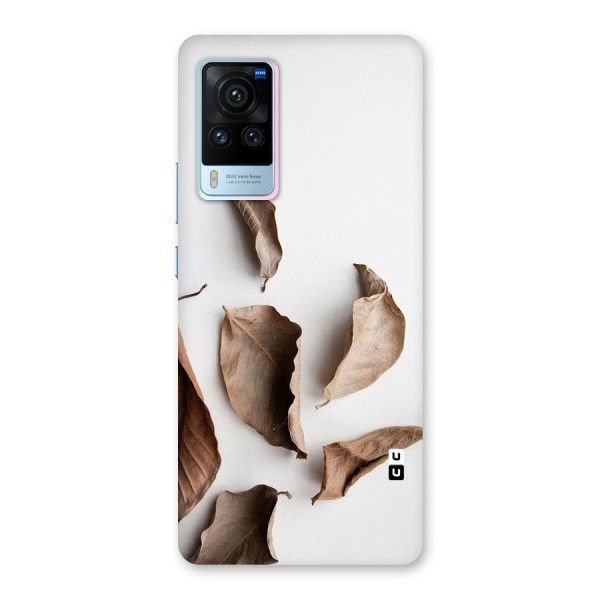 Brown Dusty Leaves Back Case for Vivo X60 Pro