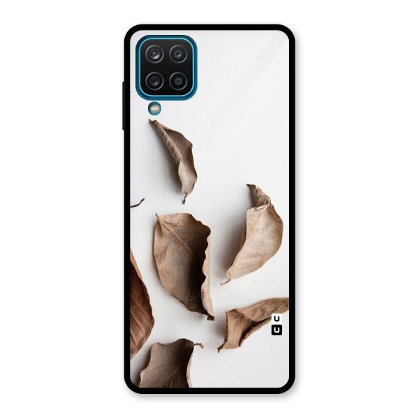 Brown Dusty Leaves Glass Back Case for Galaxy A12