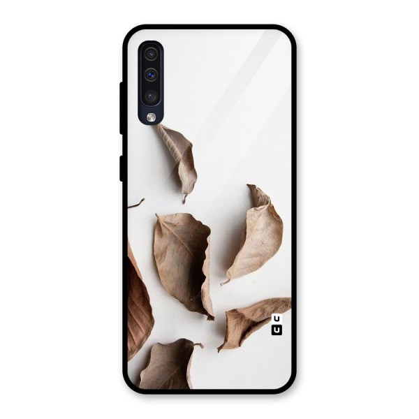 Brown Dusty Leaves Glass Back Case for Galaxy A50s