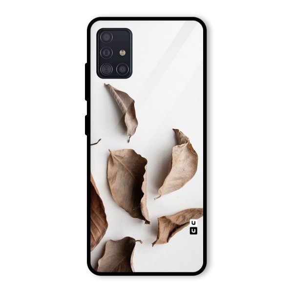 Brown Dusty Leaves Glass Back Case for Galaxy A51