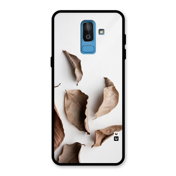 Brown Dusty Leaves Glass Back Case for Galaxy J8