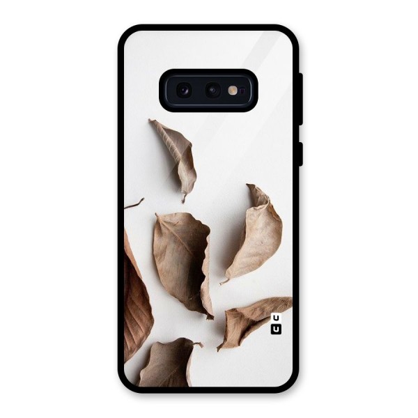 Brown Dusty Leaves Glass Back Case for Galaxy S10e