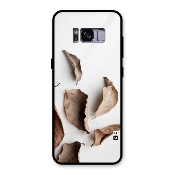 Brown Dusty Leaves Glass Back Case for Galaxy S8