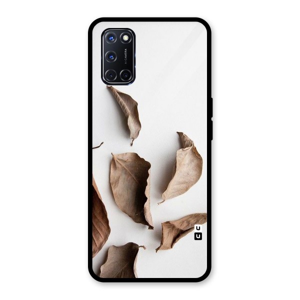 Brown Dusty Leaves Glass Back Case for Oppo A52