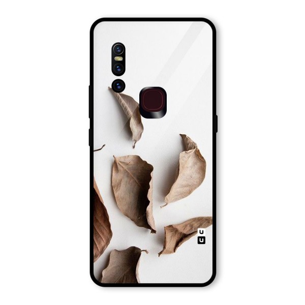 Brown Dusty Leaves Glass Back Case for Vivo V15