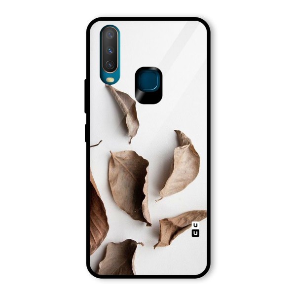 Brown Dusty Leaves Glass Back Case for Vivo Y12