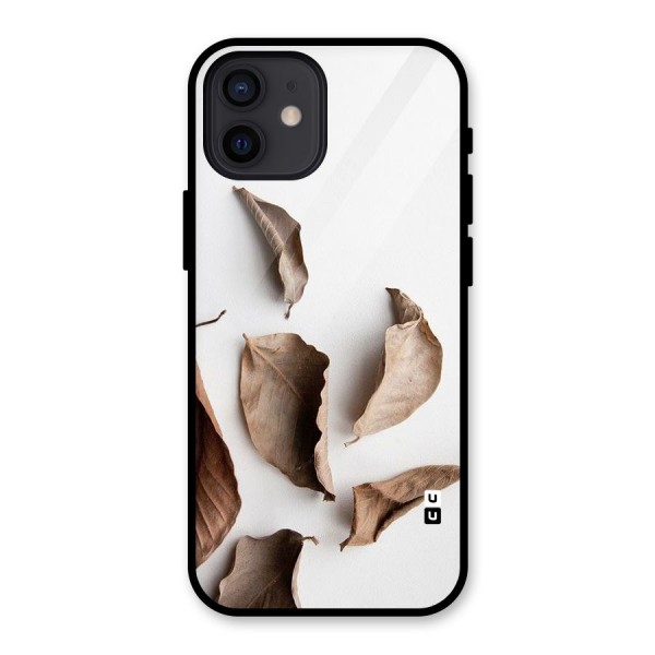 Brown Dusty Leaves Glass Back Case for iPhone 12