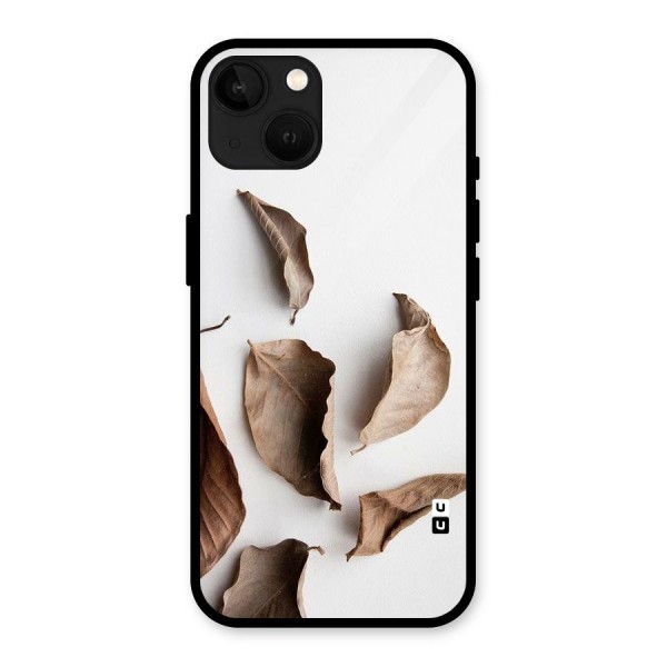 Brown Dusty Leaves Glass Back Case for iPhone 13