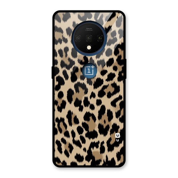 Brown Leapord Print Glass Back Case for OnePlus 7T