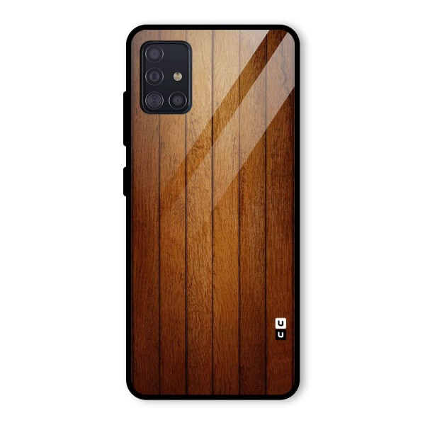 Brown Wood Design Glass Back Case for Galaxy A51