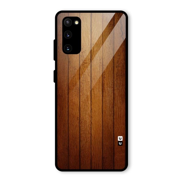Brown Wood Design Glass Back Case for Galaxy S20 FE 5G