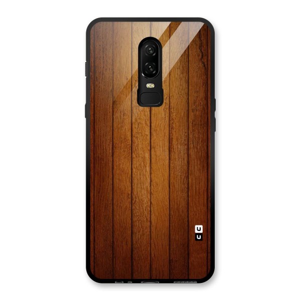 Brown Wood Design Glass Back Case for OnePlus 6