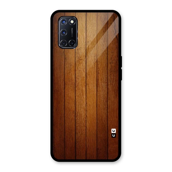 Brown Wood Design Glass Back Case for Oppo A52