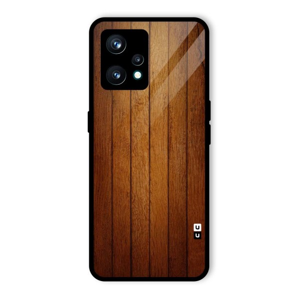 Brown Wood Design Glass Back Case for Realme 9