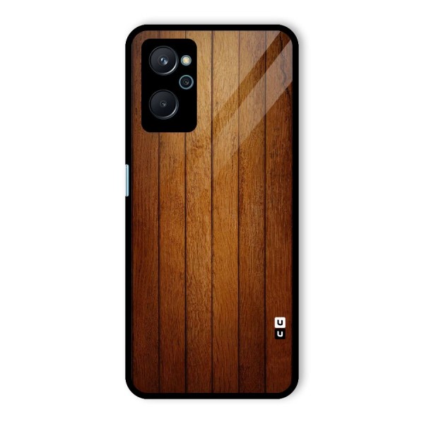 Brown Wood Design Glass Back Case for Realme 9i