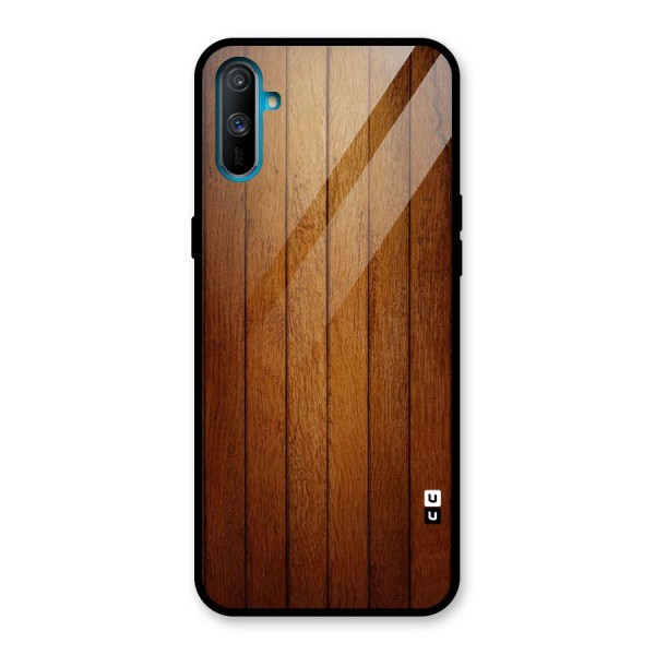 Brown Wood Design Glass Back Case for Realme C3