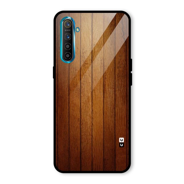 Brown Wood Design Glass Back Case for Realme X2