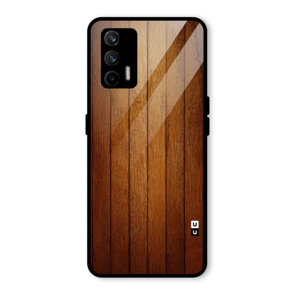 Brown Wood Design Glass Back Case for Realme X7 Max
