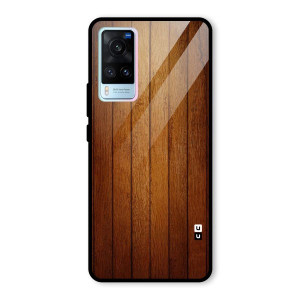 Brown Wood Design Glass Back Case for Vivo X60