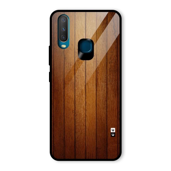 Brown Wood Design Glass Back Case for Vivo Y15