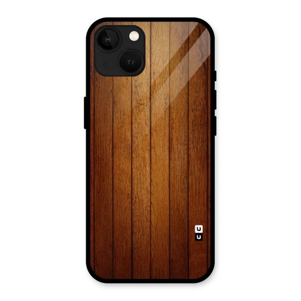 Brown Wood Design Glass Back Case for iPhone 13