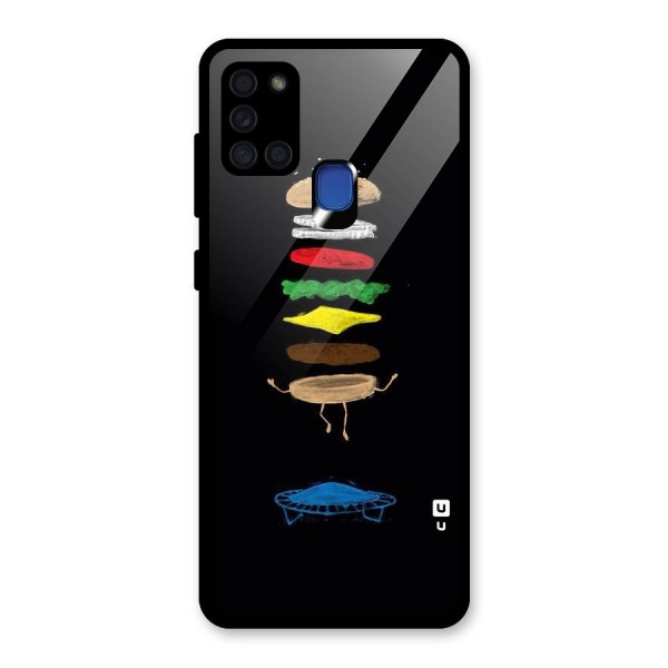 Burger Jump Glass Back Case for Galaxy A21s