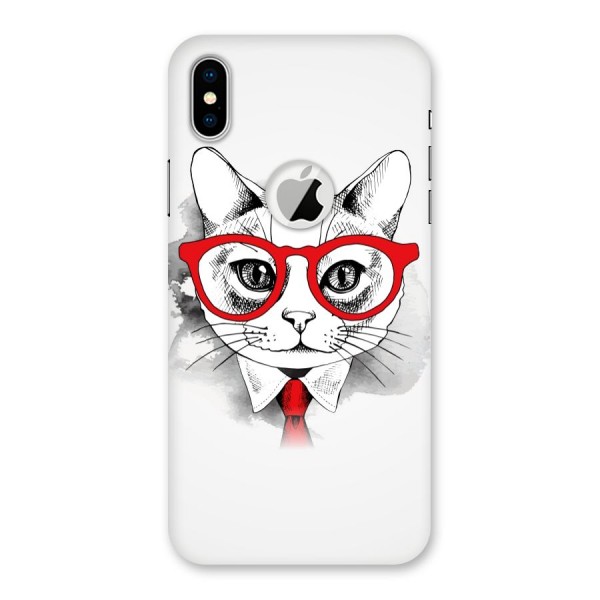 Business Cat Back Case for iPhone XS Logo Cut