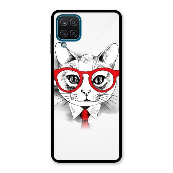 Business Cat Glass Back Case for Galaxy A12